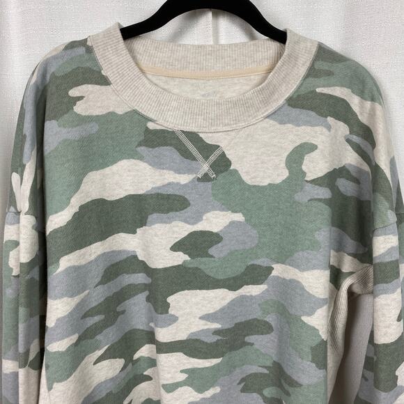 Aerie Cream Camouflage Oversized Good Vibes Sweatshirt Sz.M - Picture 4 of 13